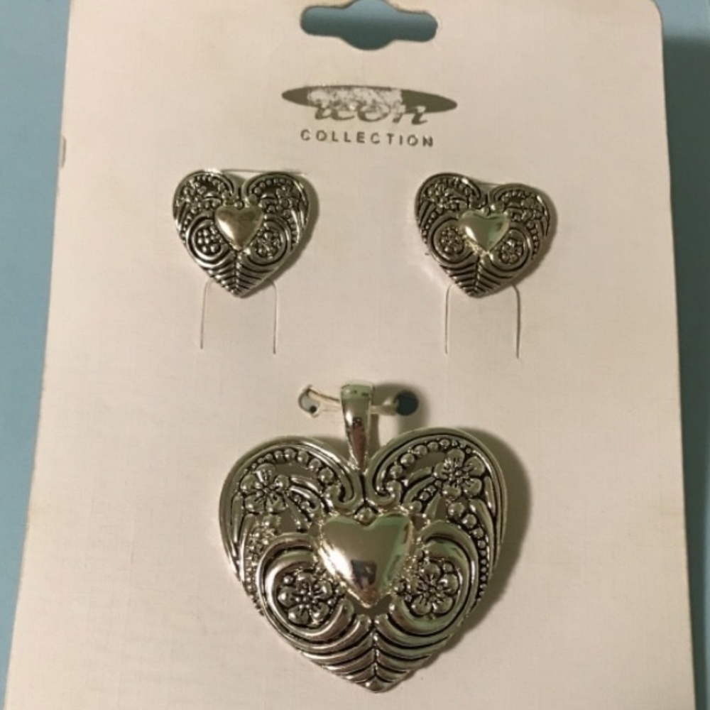 Heart Earrings and Pendant Set